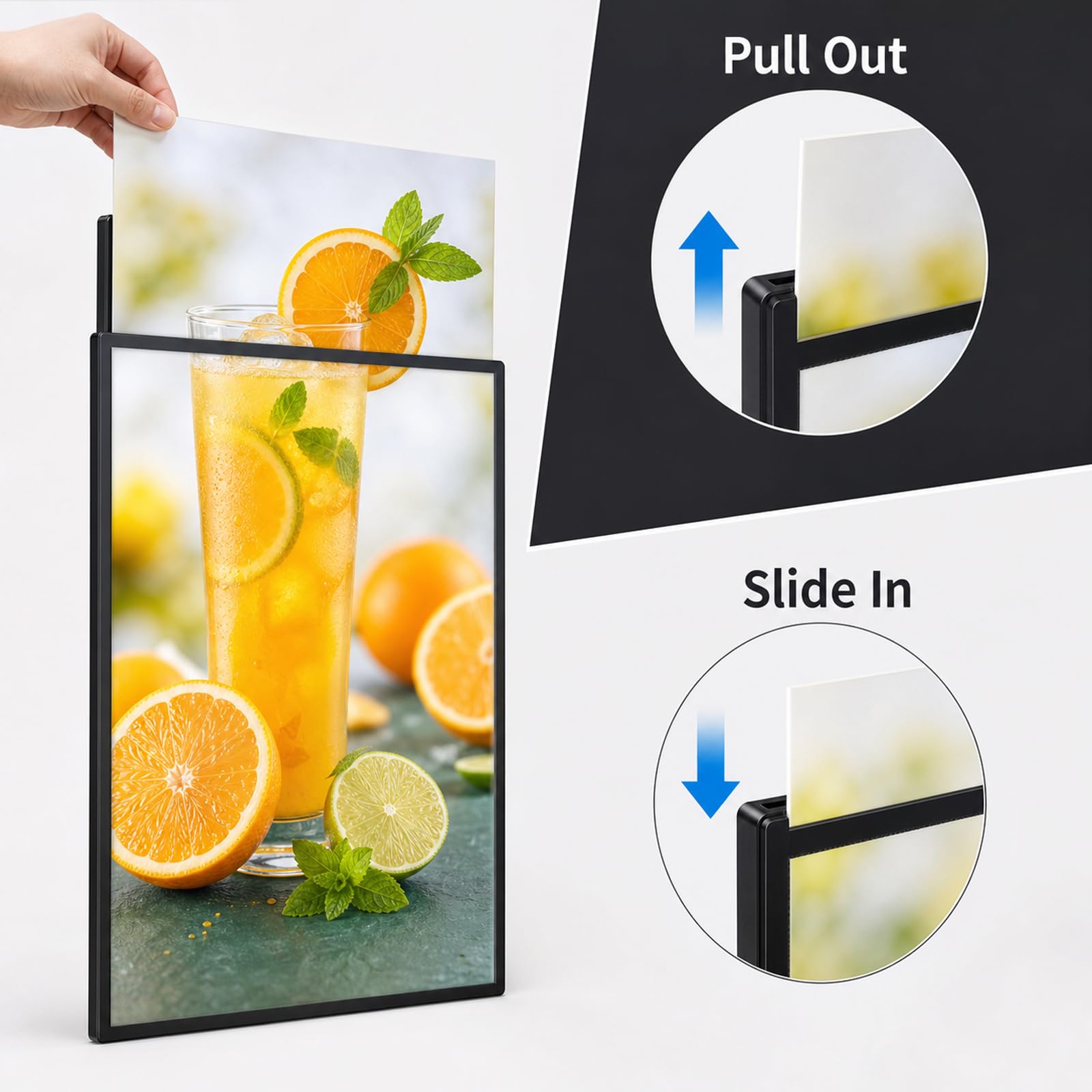 Pannello Menù retroilluminato a LED,Cornice Pubblicitaria A LED,Display Illuminato per Poster,Ultrasottile,Vetro Temperato,per Negozi,Bar,Ristoranti e Saloni,per Esposizione