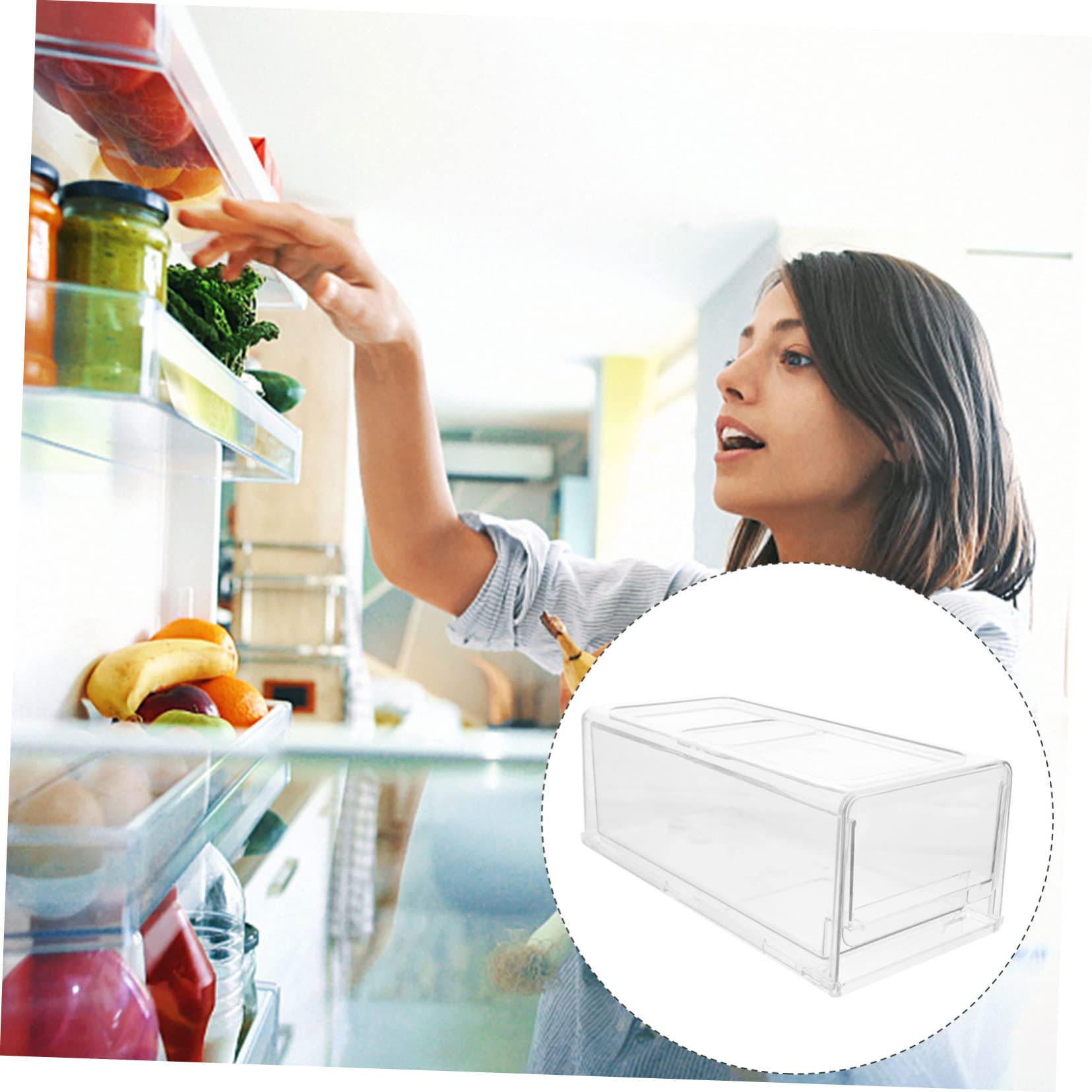 Contenitore Organizer Frigorifero a Cassetto Impilabile in Plastico