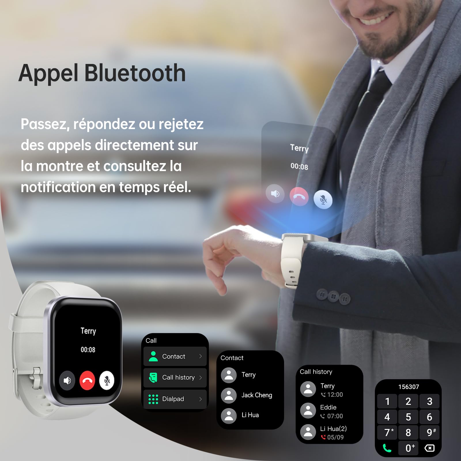 Montre Connectée OUKITEL 1.91" - Appels Bluetooth, Étanche IP68, 140+ Modes Sport, Suivi Santé - Compatible Android/iOS