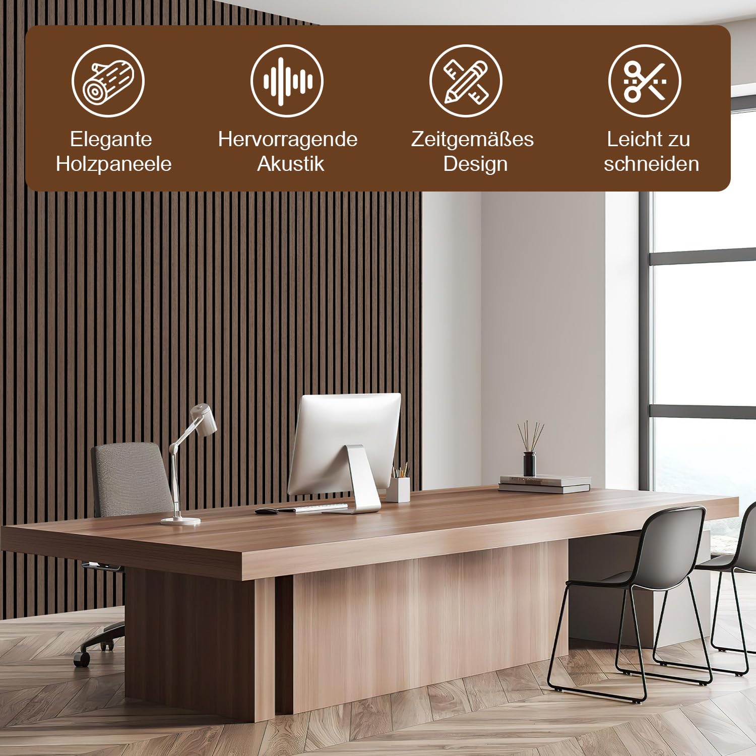 Paneles acústicos de madera, 120 x 60 cm (0,72 m²), autoadhesivos, paneles de pared 3D en aspecto de madera para aislamiento acústico y decoración, paneles de madera para salón, oficinas