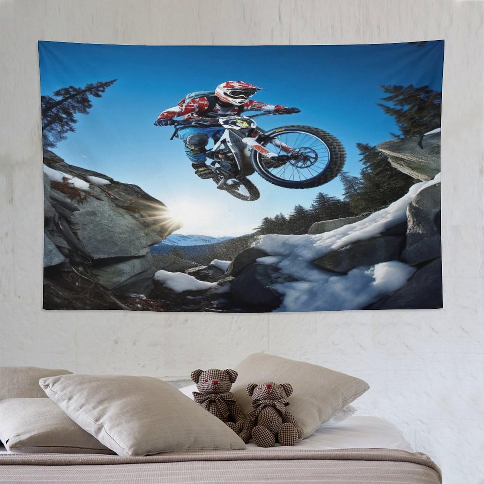PAZZK Mountain Bike Tapestry Wall Hanging Home Decor, Wall Art for Room, Wall Cloth Tapestry, Wall Decoration, Wall Art 150×230cm