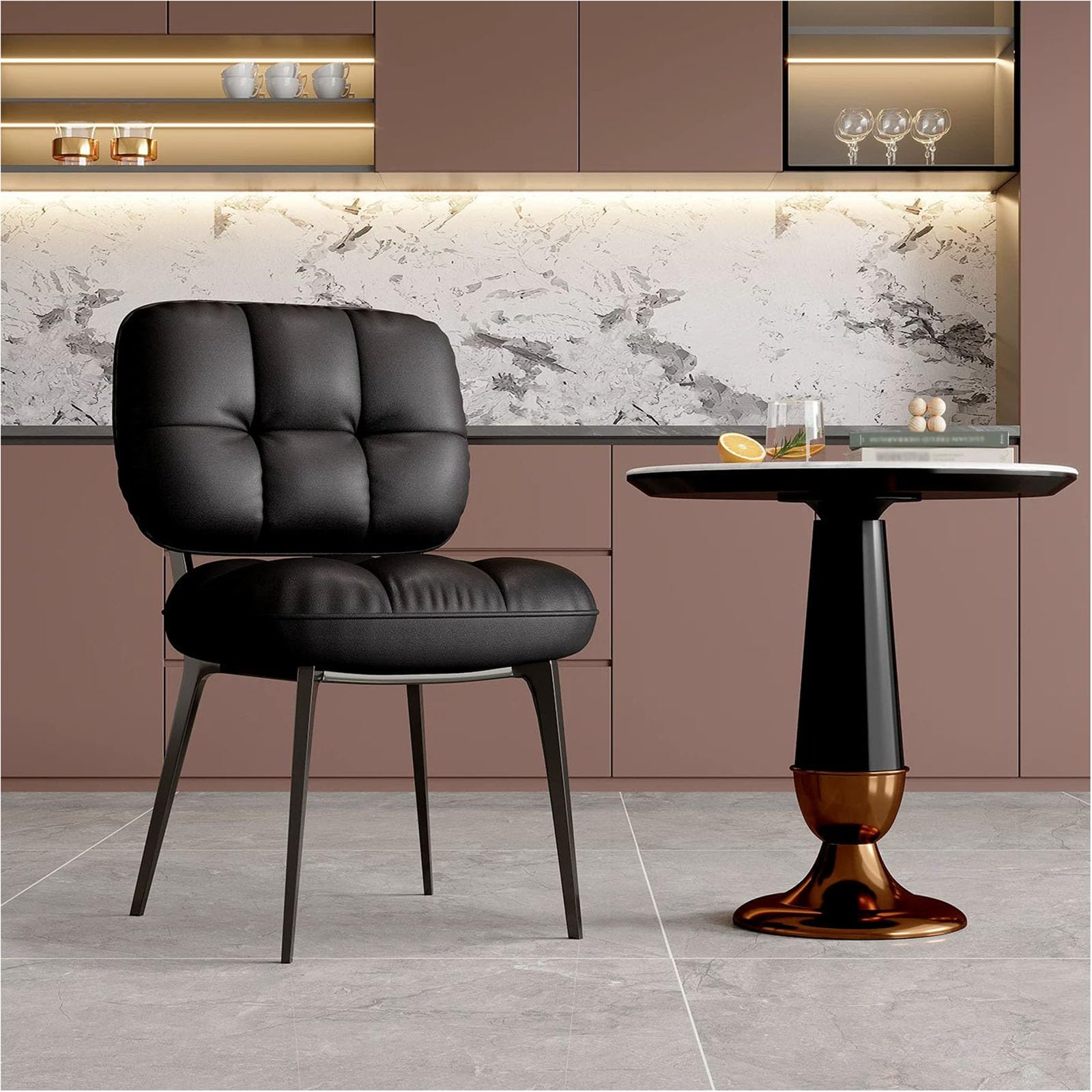 ZTGL Thickened Upholstered Dining Chair, Mid Century Modern Accent Chair