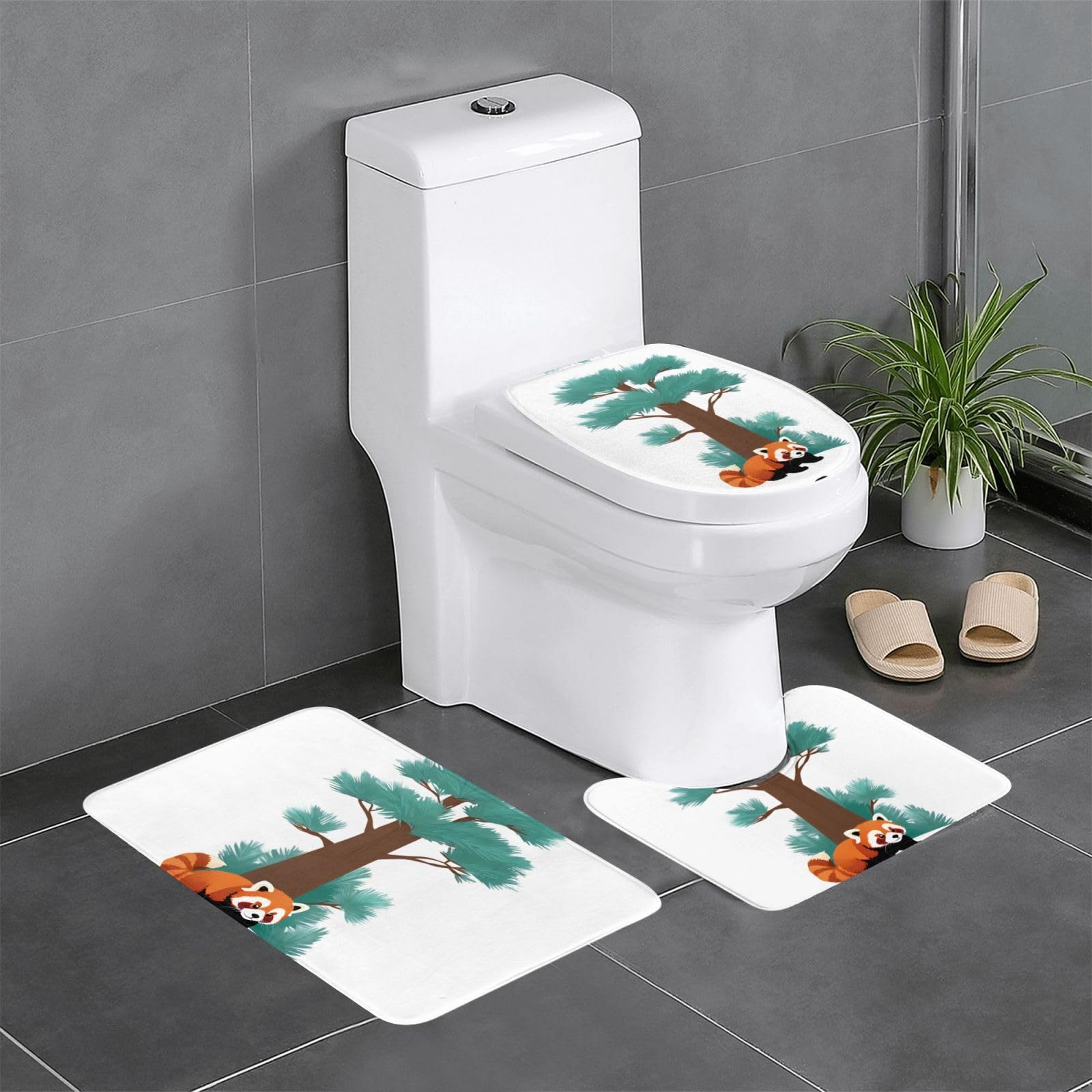 Tapis antidérapant panda rouge YYHWHJDE flanelle épaisse absorbante