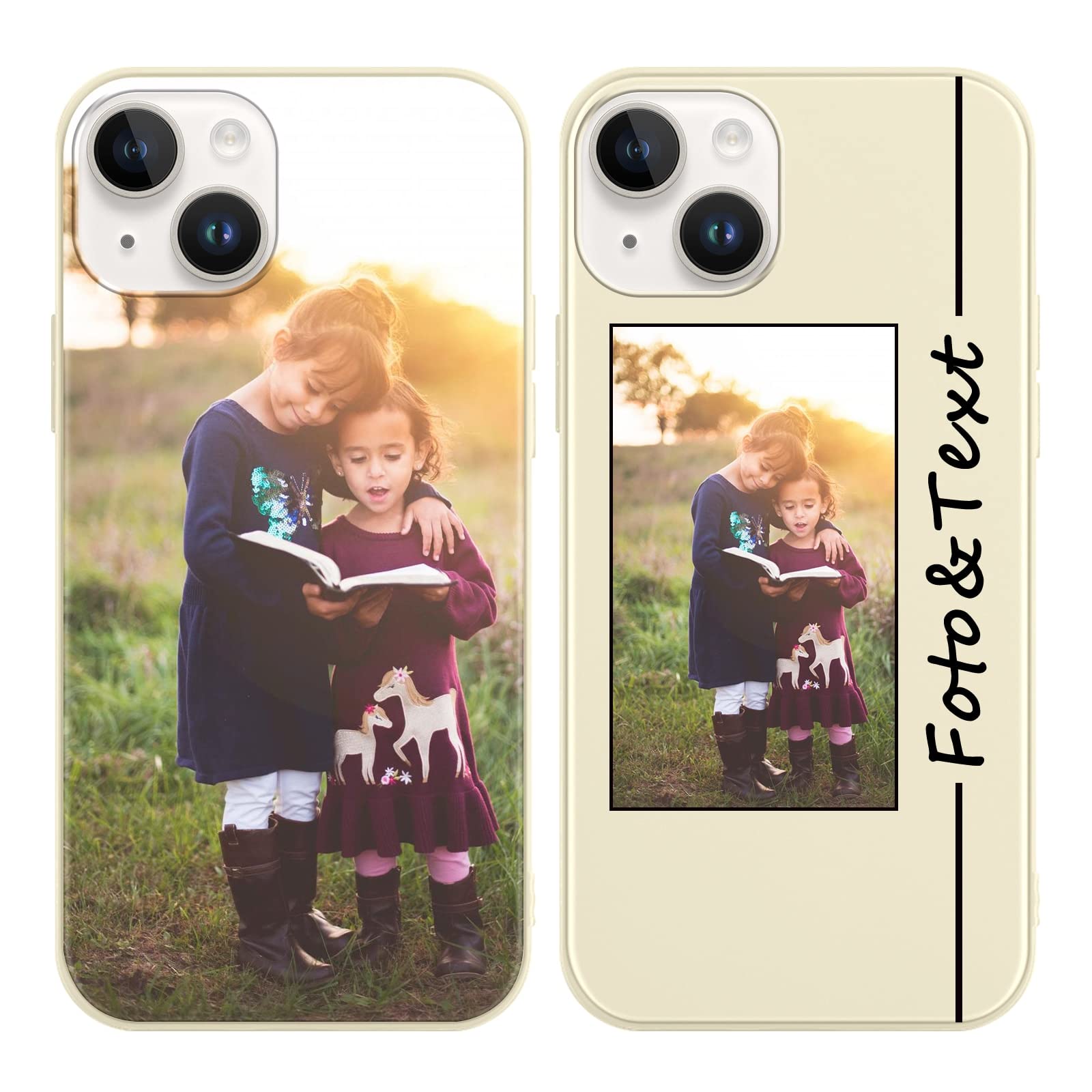 Yoedge Cover Personalizzata Per IPhone 14 Con Foto E Testo – Custodia In Silicone Morbido TPU Nero, Protezione Antiurto, Design Unico
