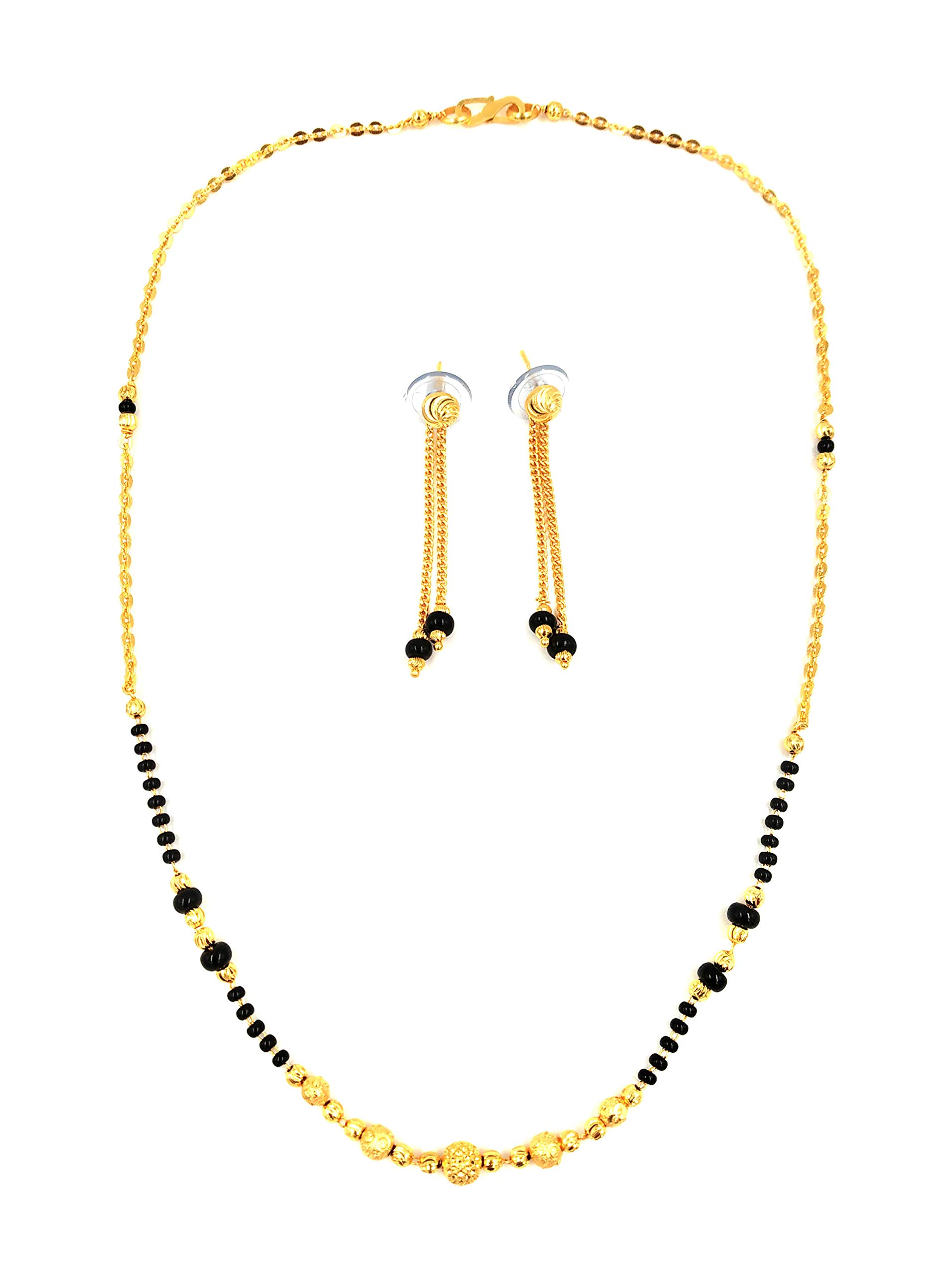 JHB Traditional Gold Plated Stylish Meenakari Mangal sutra With Earrings Tanmaniya maglsutra nallapusalu Black Beads Mangalsutra For Women chain golden (B08F3X5YZT) Amazon Price History, Amazon Price Tracker