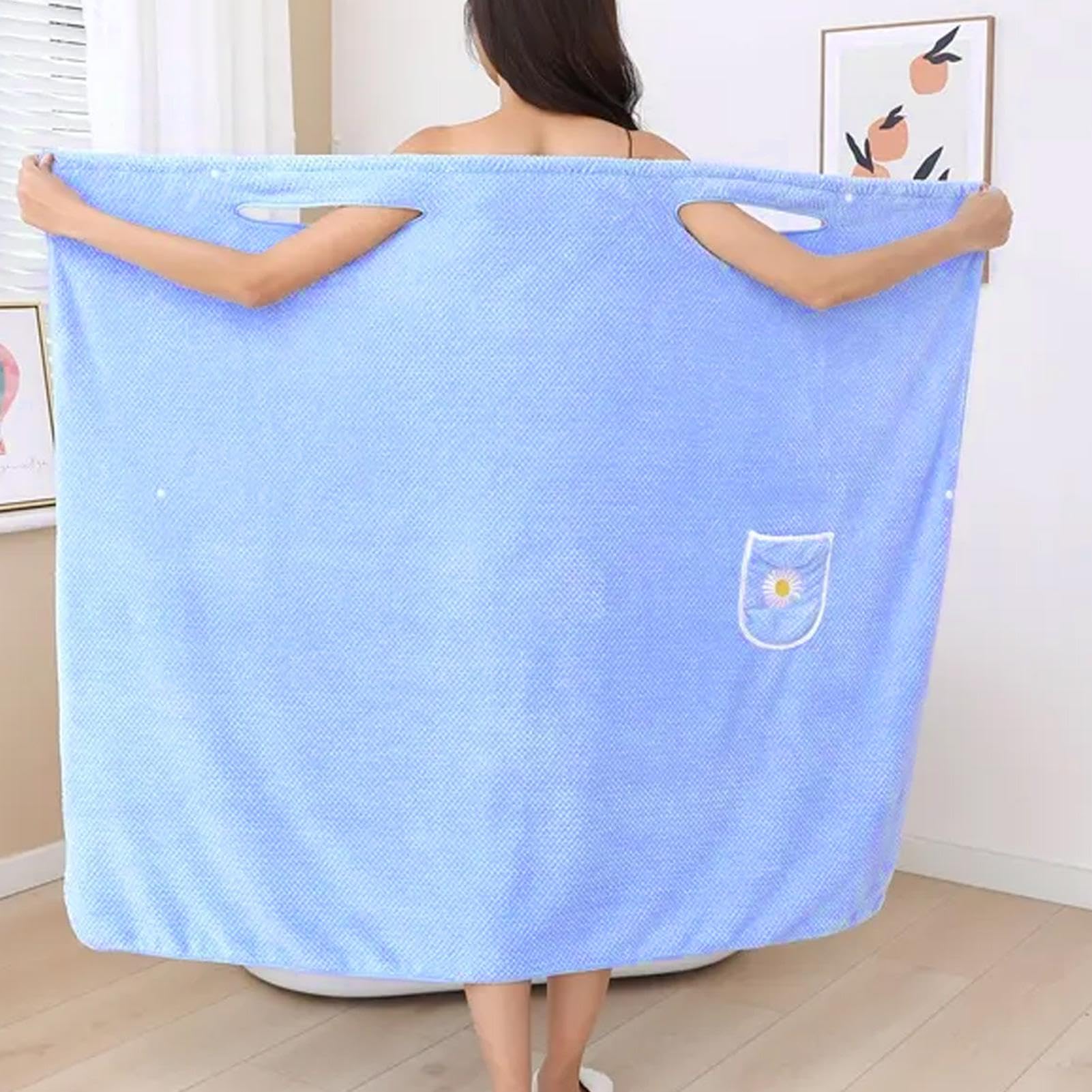 Toallas para mujer – Bata envolvente absorbente de secado rápido de forro polar coral con bolsillo para el hogar, spa, viajes