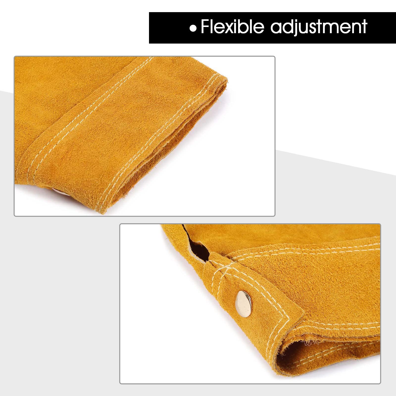 ENJOHOS Delantal de soldadura integrado para soldadura Esparcidor de fuego de cuero Delantal accesorio de soldadura por salpicadura antitermal Soporte de herramienta de fuego amarillo 105 cm