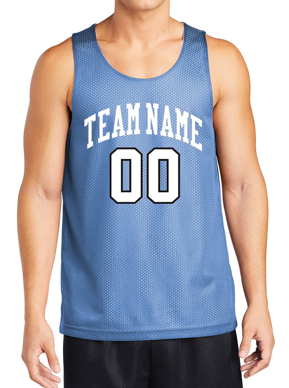 Custom Reversible Basketball Jersey - Front and Back (Adult Medium, Carolina Blue)
