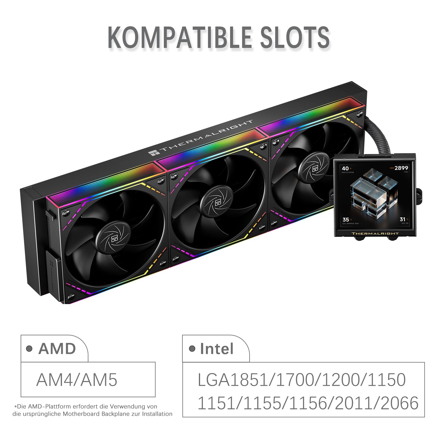 TR-Thermalright Peerless Vision 360 ARGB - Enfriador de CPU líquido (pantalla LCD IPS de 3,95", resolución 480 x 480, magnético, 360 mm, para AM4/AM5, LGA1851/1700/115x)