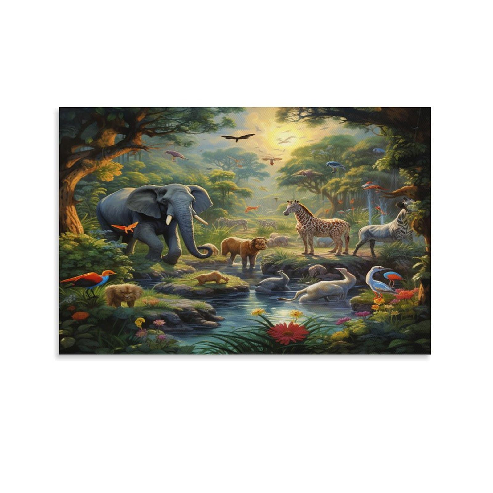 ZWABFOFYV Animales de la selva Lienzo Pintura Abstracta Fondo Impreso En Lienzo Cuadros Decoración Salón - Cuadros Lienzos Decorativos - Cuadros Modernos 20x30inch(50x75cm)