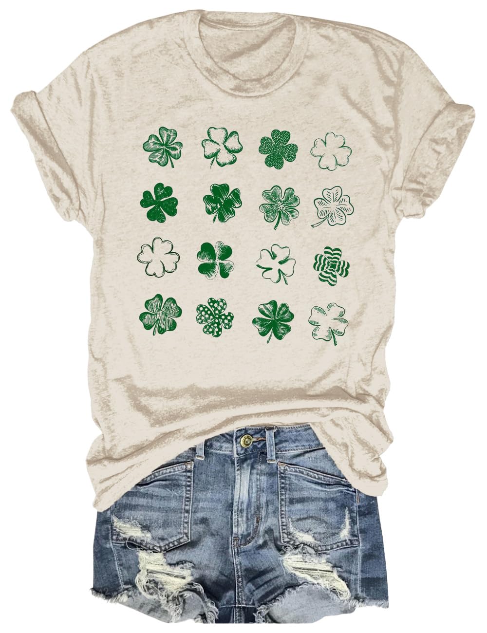 Women's St Patrick's Day T-Shirt Lucky Irish Shamrock Paddy's Day Graphic Tees Tops