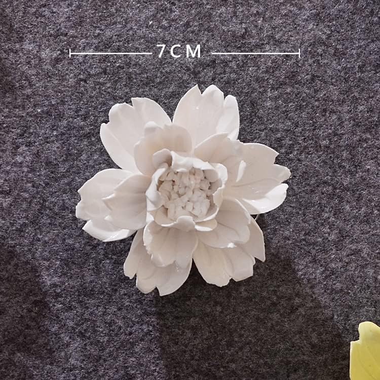 Miniatura 2 de Decoración de flores de cerámica para pared, arte de pared artificial 3D, hecho a mano, escultura colgante de flores de porcelana (peonía blanca,