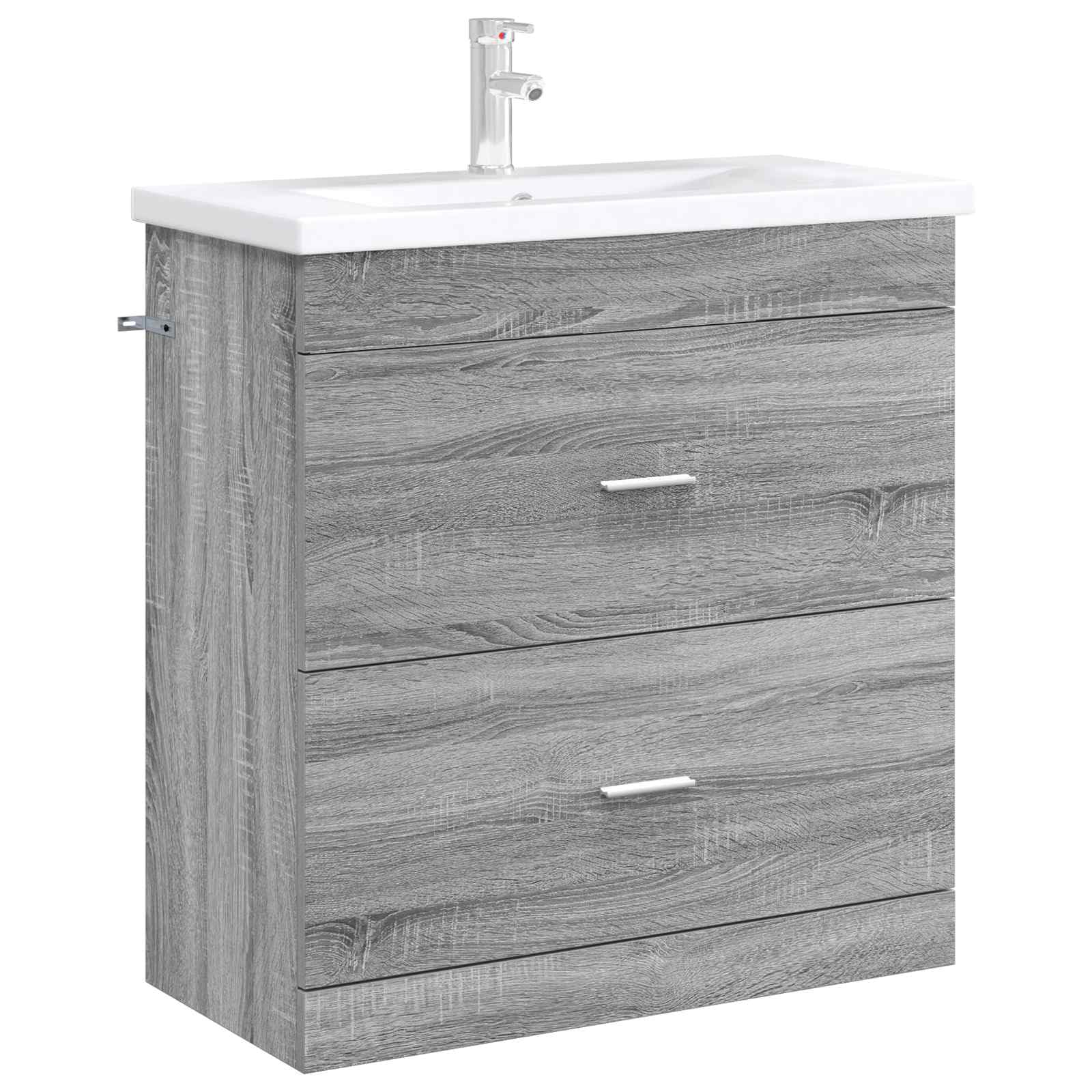 Sonoma szafka pod umywalkę, szara, 78,5 x 37,5 x 81 cm, miejsce do przechowywania z szufladą i drzwiczkami, do łazienki, komoda, oszczędzająca miejsce, stojąca, dla gości WC i pralni