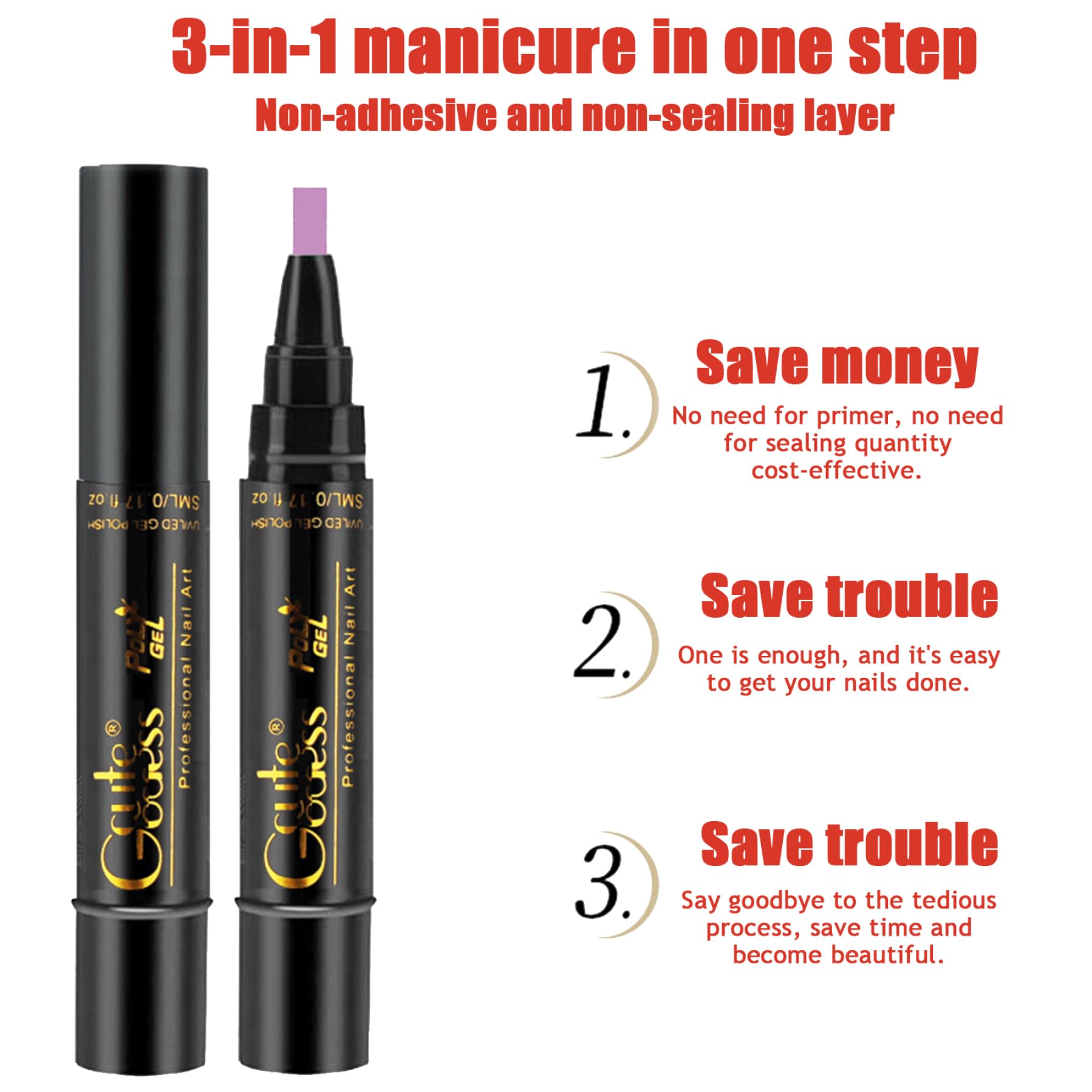 Penna per smalto per unghie, 6 pezzi/set Penna per smalto per unghie, 6 colori 8 ml Set 3 in 1, Penne artistiche per LED UV in un solo passaggio fai-da-te per donne e ragazze, Stile 2 per l'us