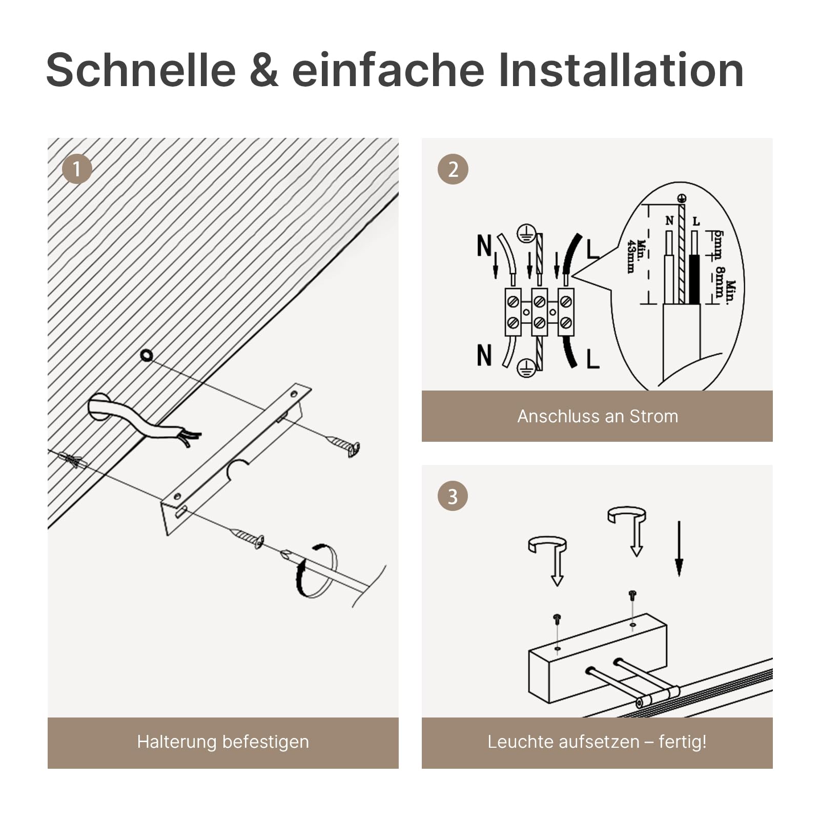 EMKE LED Spiegelleuchte Spiegellampe Bad, 8W Bilderleuchte 200° Einstellbar Badlampe Wandbeleuchtung Wasserdicht IP44 4200K, Weiß