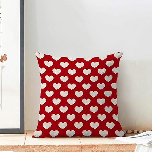 Miniatura 3 de Fundas de almohada de San Valentín de 18 x 18 pulgadas, 2 unidades, almohadas decorativas de corazón rojo para sofá, día de San Valentín,