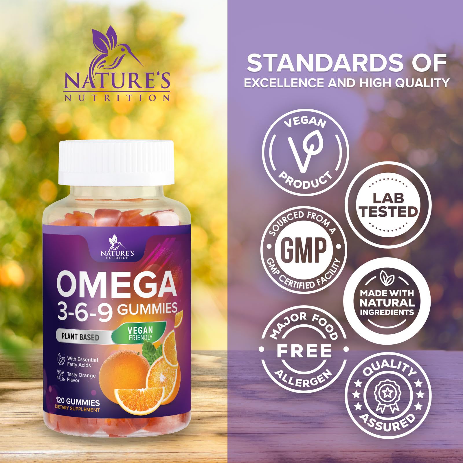 Omega 3 6 9 Gummies - Vegan Omega 3 Supplement Gummy - Essential Fatty Acids Oil 369 Complex Heart Support & Brain Support for Women, Men & Pregnancy, Fish Free Orange Flavored Gummy - 120 Gummies — Amazon image 4