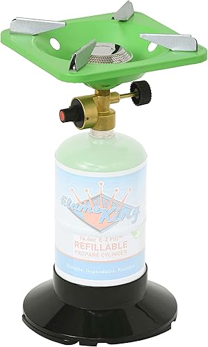 Miniatura 4 de Flame King YSNVT-508 Estufa portátil para acampar con soporte base ligero estable, ideal para cocinar al aire libre, mochileros, compatible con