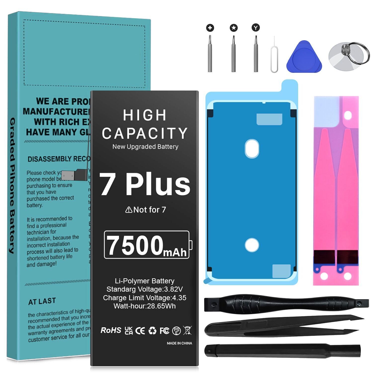 LCLEBM (7500mAh) Battery for iPhone 7 Plus, 2025 New Upgraded High