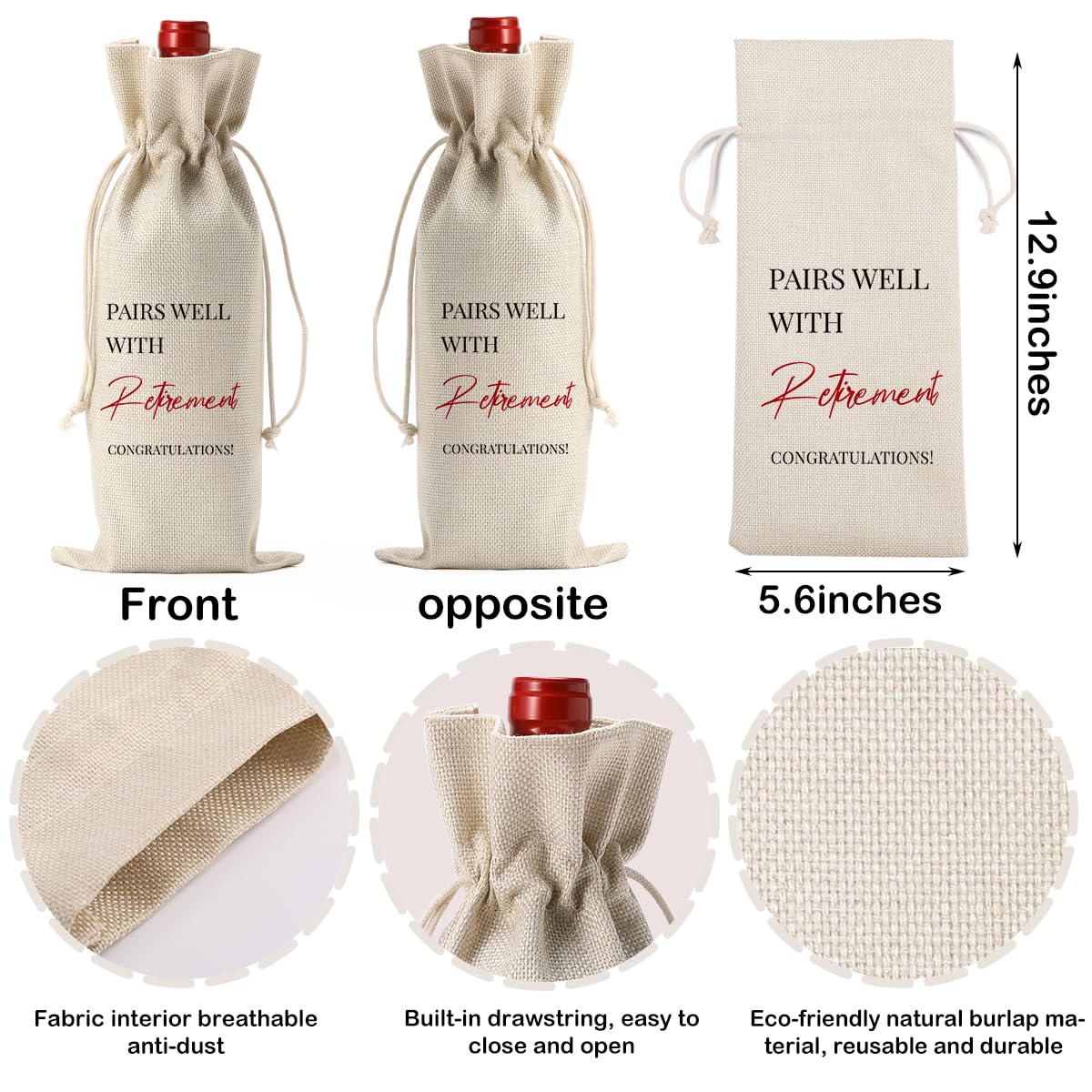 Retirement Gifts for Woman Men Wine Bag Glass Set Happy Retirement Party Decorations Retired Gifts Leaving Gifts for Coworkers Friends Nurse Mother Father Day Grandma Grandpa Teacher