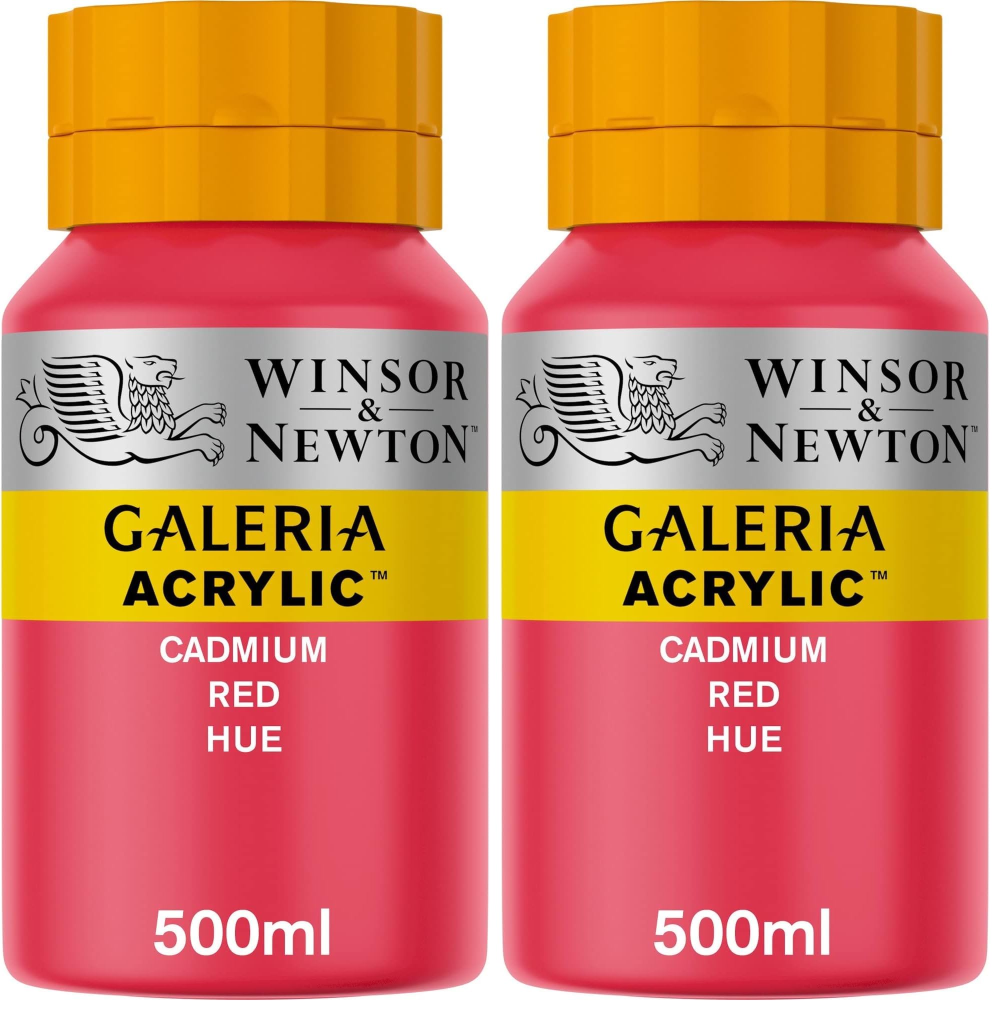 Winsor & Newton 2150095 Galeria Acrylfarbe, hohe Pigmentierung, lichtecht, buttrige Konsistenz, 500 ml Topf - Kadmiumrot (Packung mit 2)