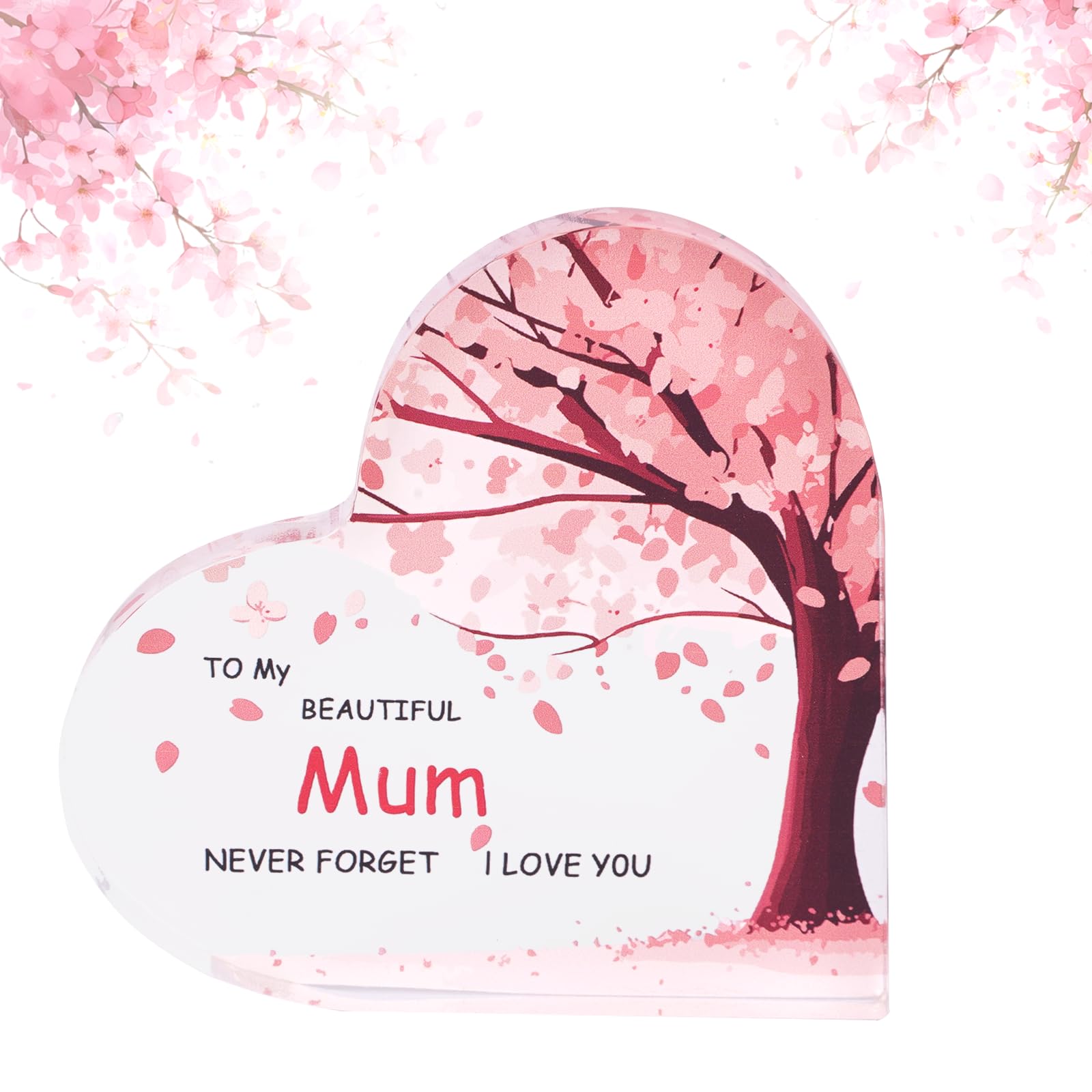 Qiimenguer Mum Mothers Day Gifts For 10Cm × 10Cm Acrylic Heart Plaques Desk Decor，Best Gifts, For Birthdays, Anniversaries, And Christmas