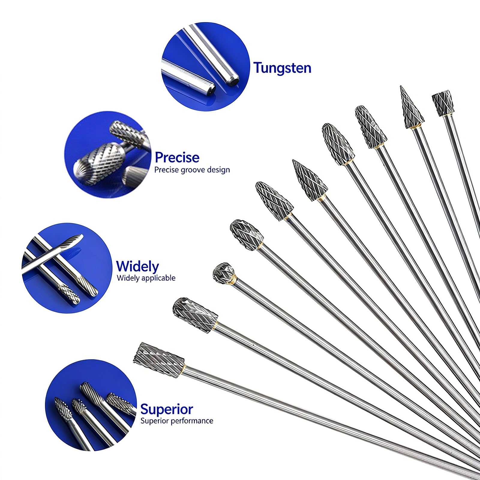 5 / 10 Stück Drehfeilen-Frässtifte, industrielle Legierung, zylindrischer Schleifkopf, professionelles Metallbearbeitungswerkzeug, Entgratwerkzeug für Metall