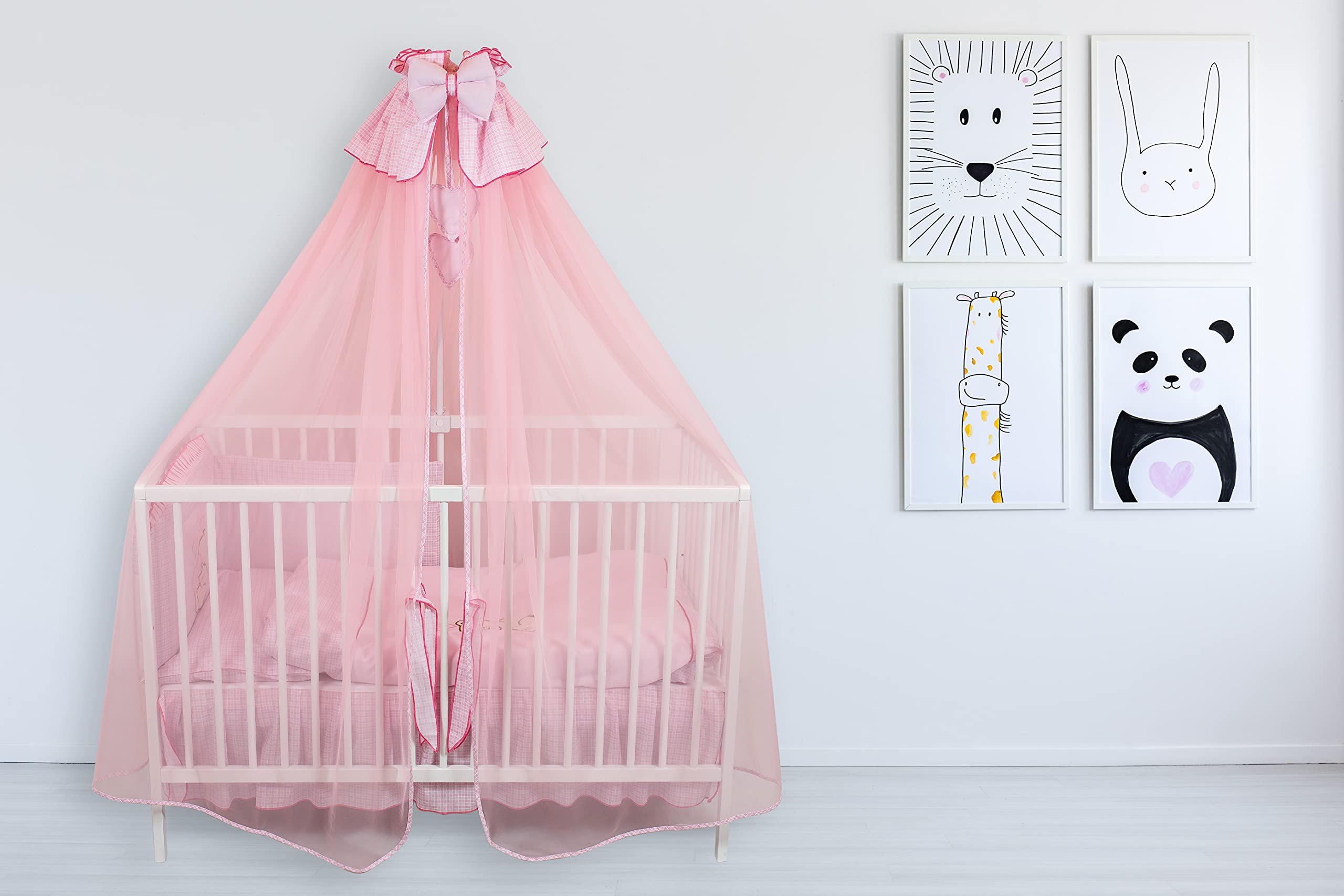 4 Tlg. Moskitonetz Betthimmel Himmel Vollstoff Chiffon Chiffonhimmel 320 480cm (Rosa, 480cm)