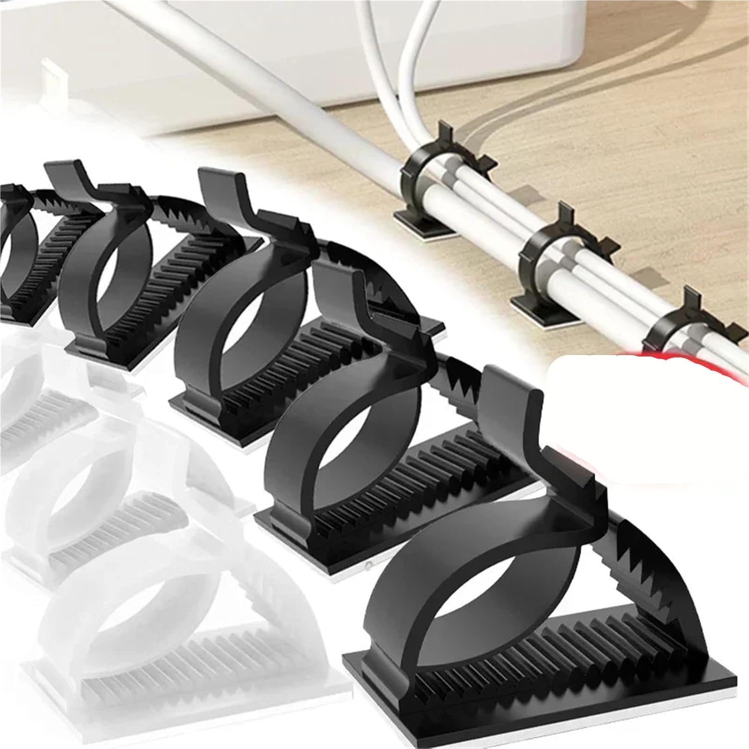 Wire Holders For Cords Universal Adjustable Multipurpose Cable Clips Wire Clamps Cord Holders Desk Management Home Office Car For Cords Organize Wires Appliance Management(White,100pcs)