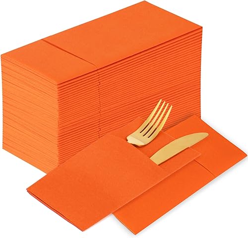 Miniatura 8 de KAMMAK Paquete de 100 servilletas de papel desechables de lino gris plegadas, servilletas de papel grueso de primera calidad, bolsillo para