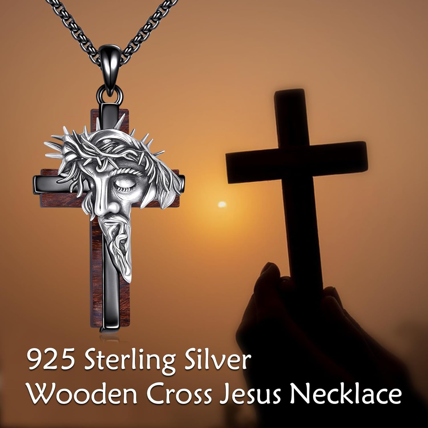 Cross Necklace Sterling Silver Cross Pendant Religious Jewelry Gift for Women Men - Image 6