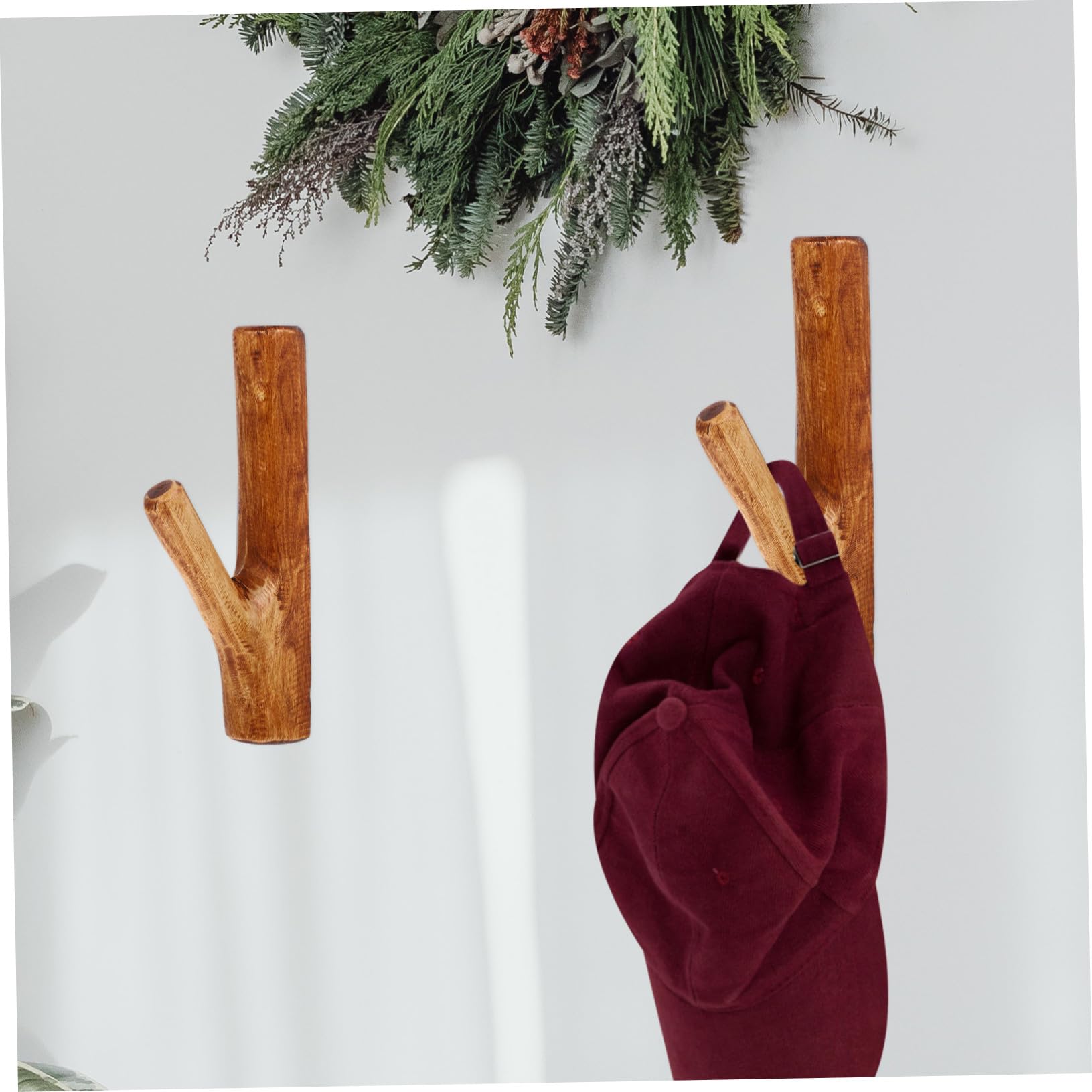 TOYANDONA Gancho Decorativo de Pared Estilo Rústico Gancho Adhesivo de Madera Natural para Colgar Abrigos Llaves y Bolsos para Entrada y Oficina sin Necesidad de Taladro