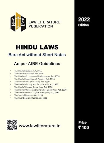 Hindu Laws Bare Acts Collection Bare Act without Short Notes As per AIBE Guidelines Edition 2022