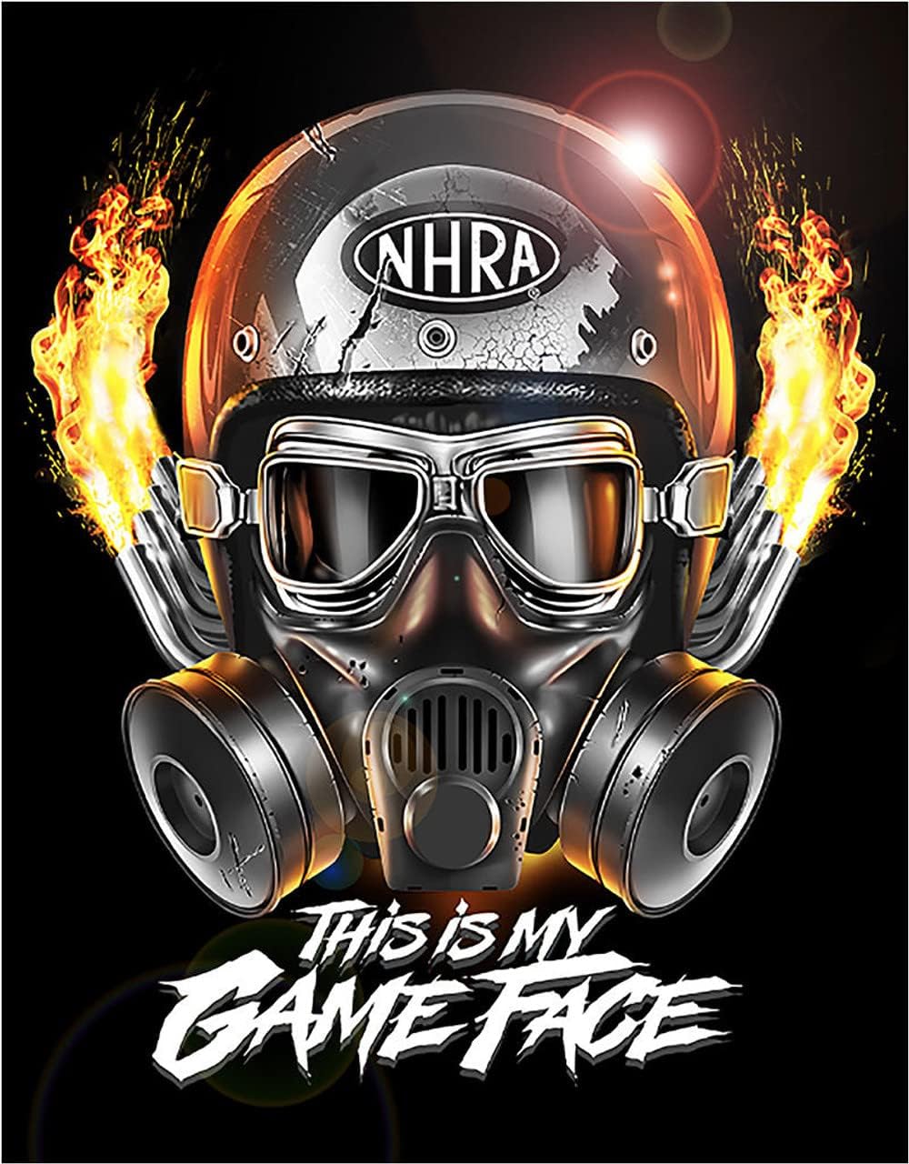 Desperate Enterprises NHRA - Game Face Tin Sign - Nostalgic Vintage Metal Wall Decor - Made in USA - 12.5"W x 16"H