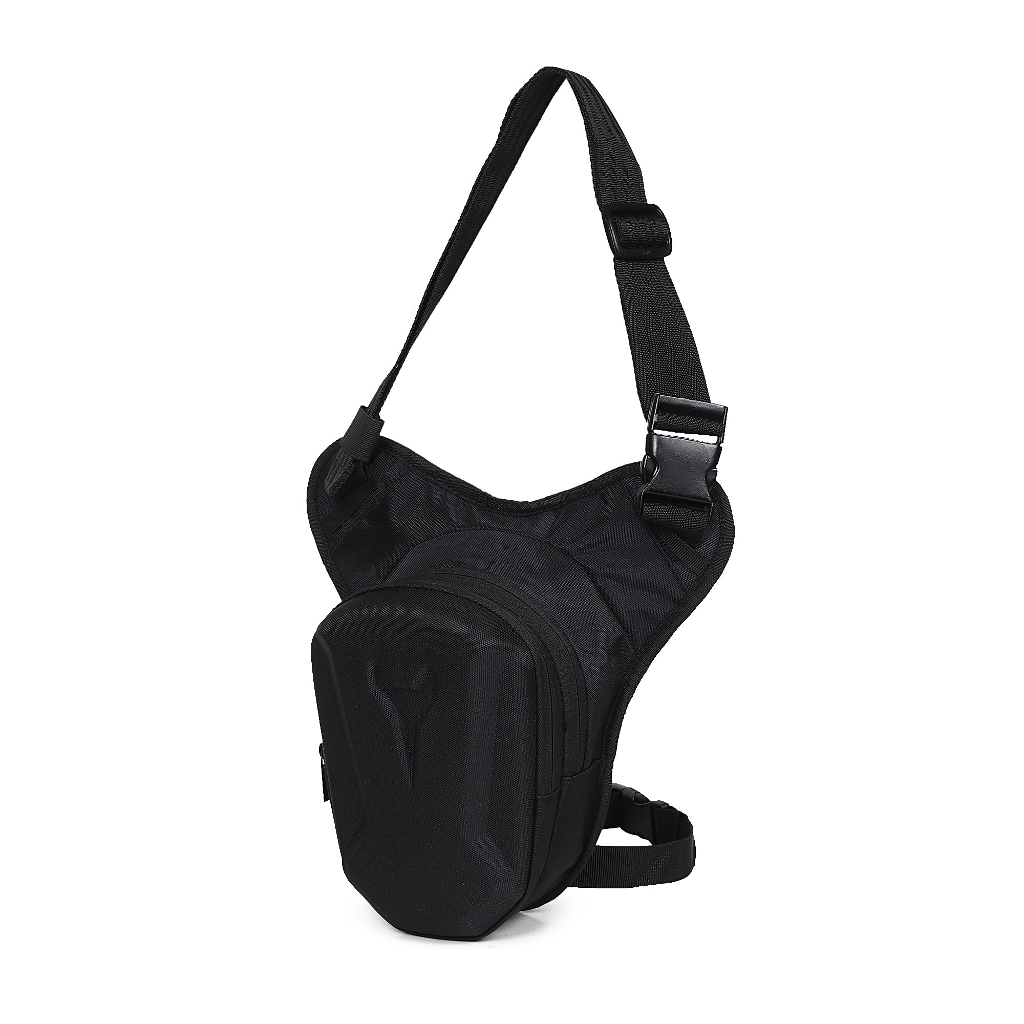 Hard Shell Unisex Waist Bag, Thigh Bag, Multipurpose Utility Waist Pouch, Cross Body, Strap to Leg Or Hip for Motorcycling, Outdoor, Hiking, for Adventure & Travel (Small, Black)