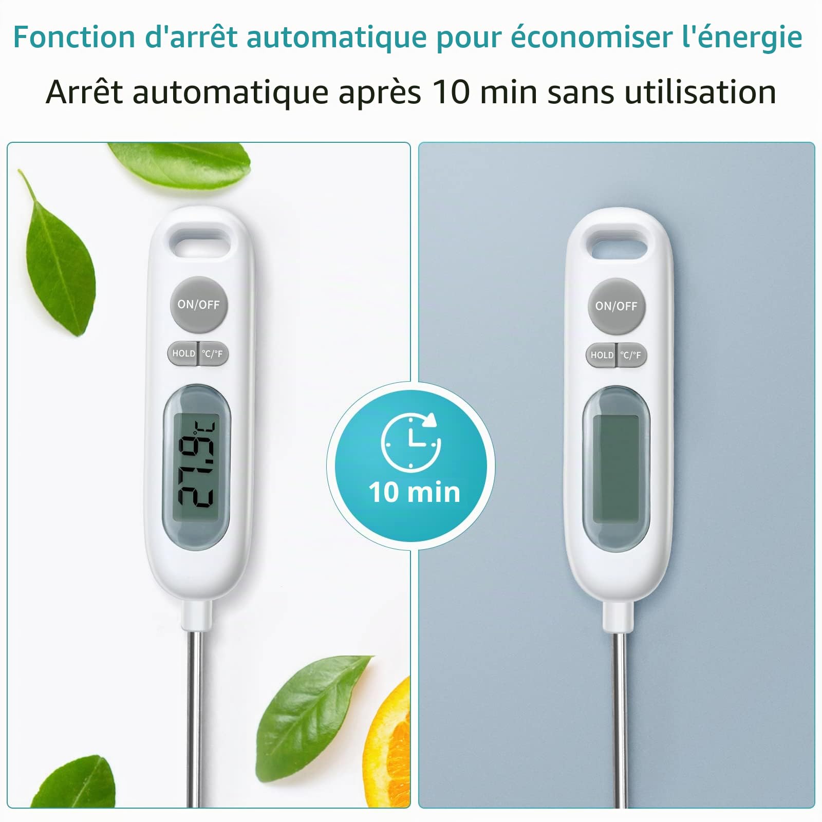 HORJOR Thermomètre de Cuisson Digital 141mm Sonde pour Barbecue Viande Patisserie