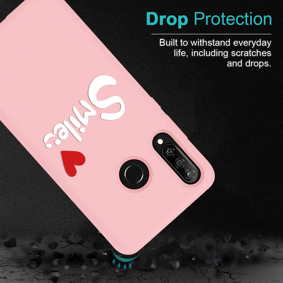 Yoedge Cover Huawei P30 Lite, Sottile Antiurto Custodia Rosa Silicone