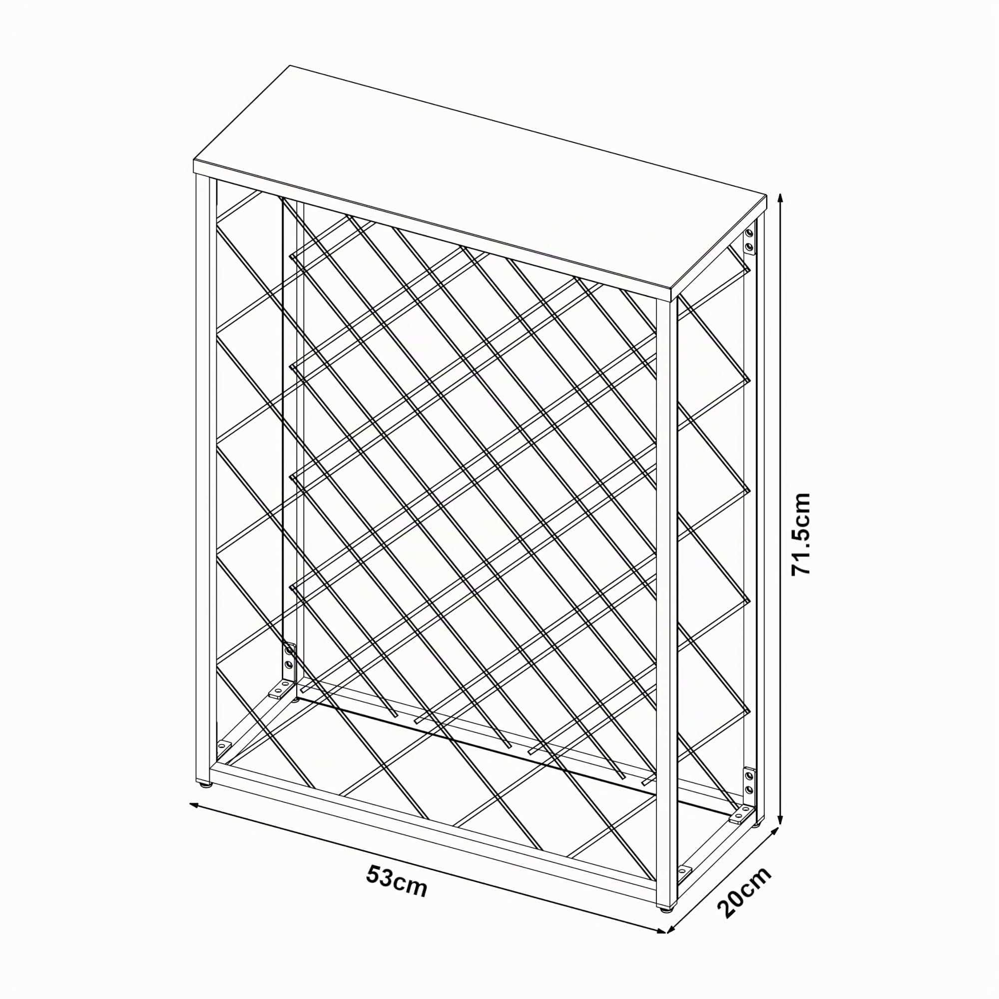 [en.casa] Weinregal Taivassalo Flaschenregal Metall Weinhalter für 25 Flaschen Schwarz Flaschenaufbewahrung Weinflaschenregal 71,5 x 53 x 20 cm