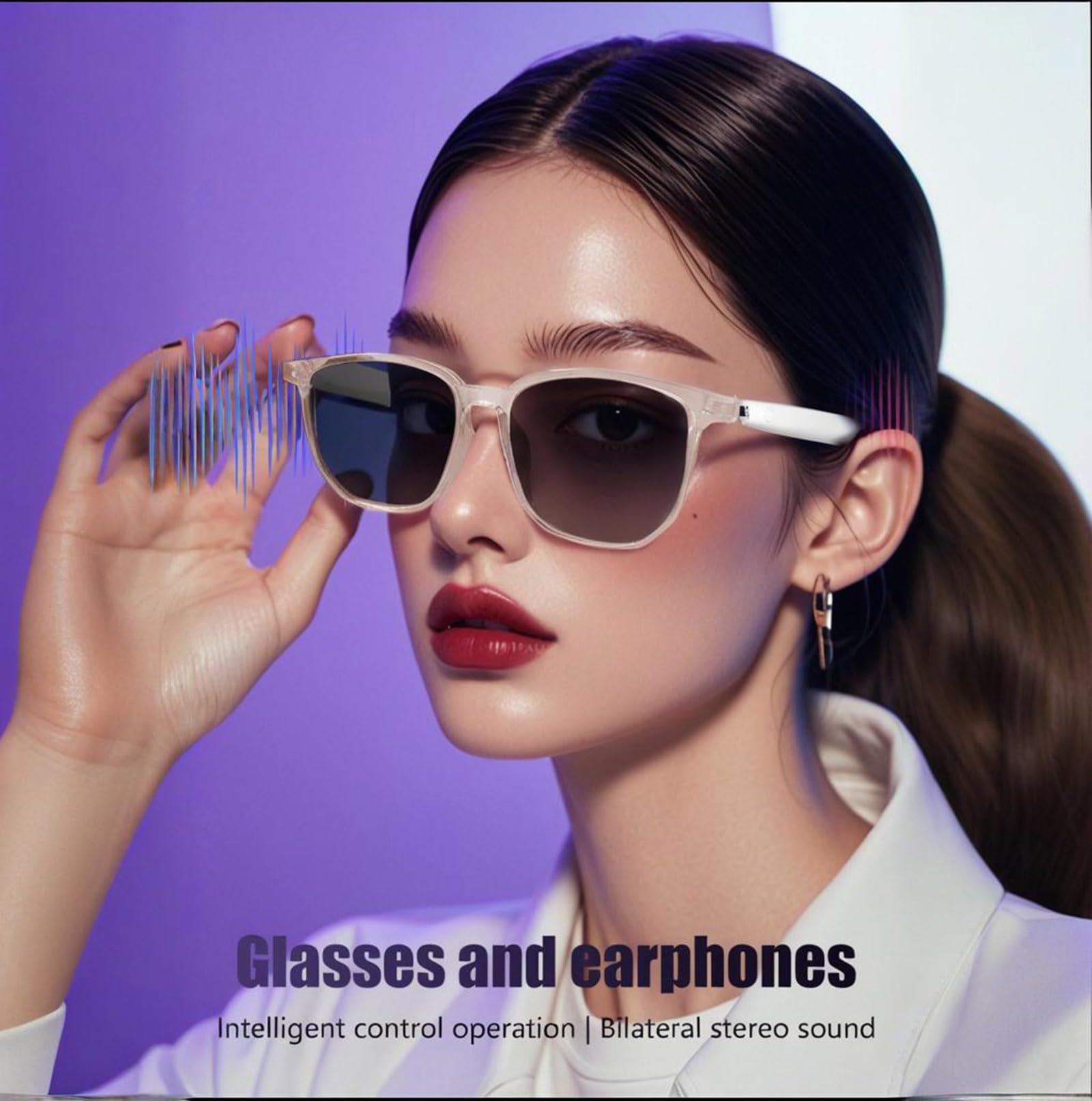 Xmenha Lunettes Bluetooth intelligentes pour hommes avec lentilles de lunettes de soleil haut-parleur audio lunettes de soleil Bluetooth intelligentes pour hommes lunettes de soleil en verre à dents