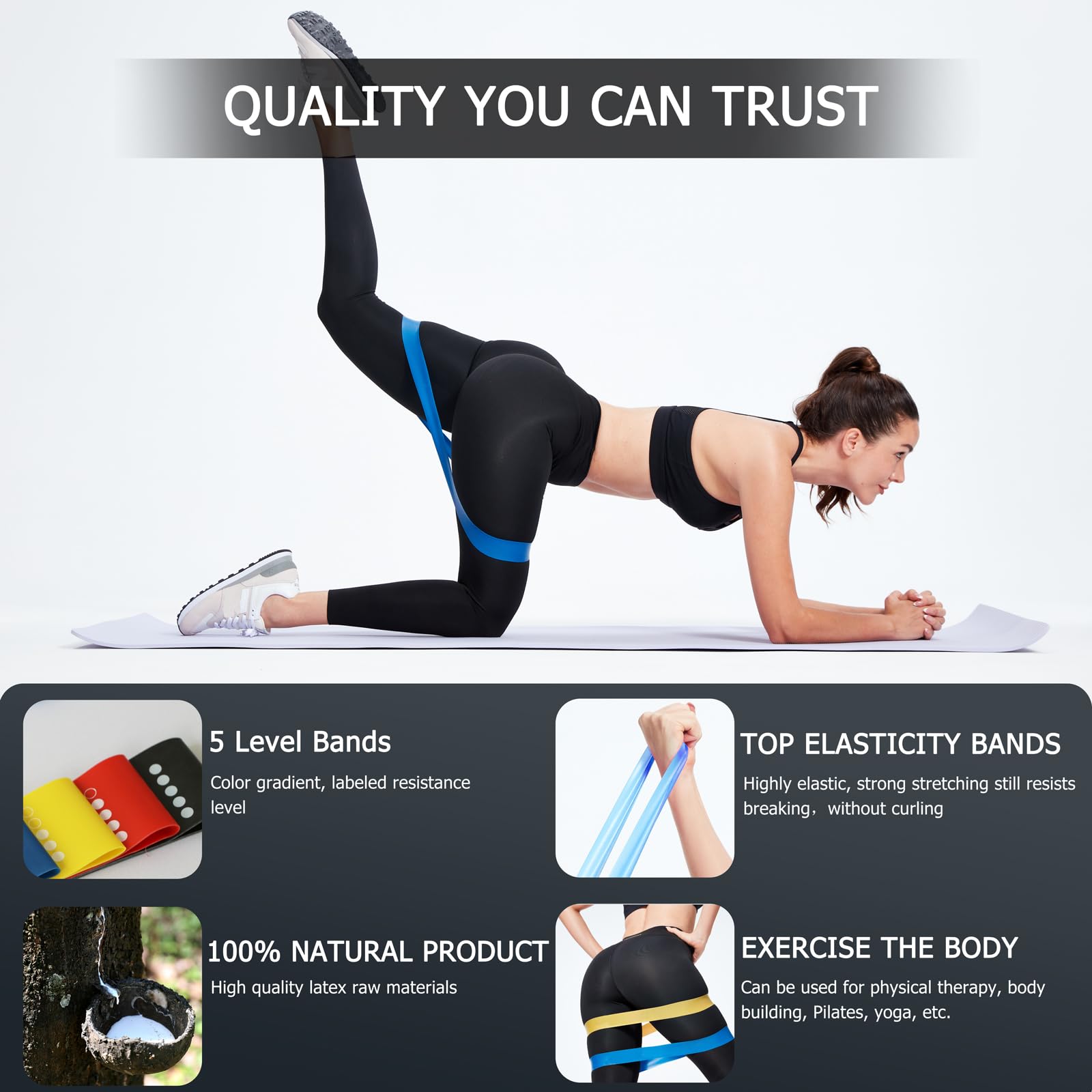5 Bandas de Resistencia de Bucle, Bandas de Ejercicio para Mujeres y Hombres, Mini Bandas de Ejercicio para Entrenamiento, Bandas de Entrenamiento para Fitness, Estiramiento, Entrenamiento de Fuerza