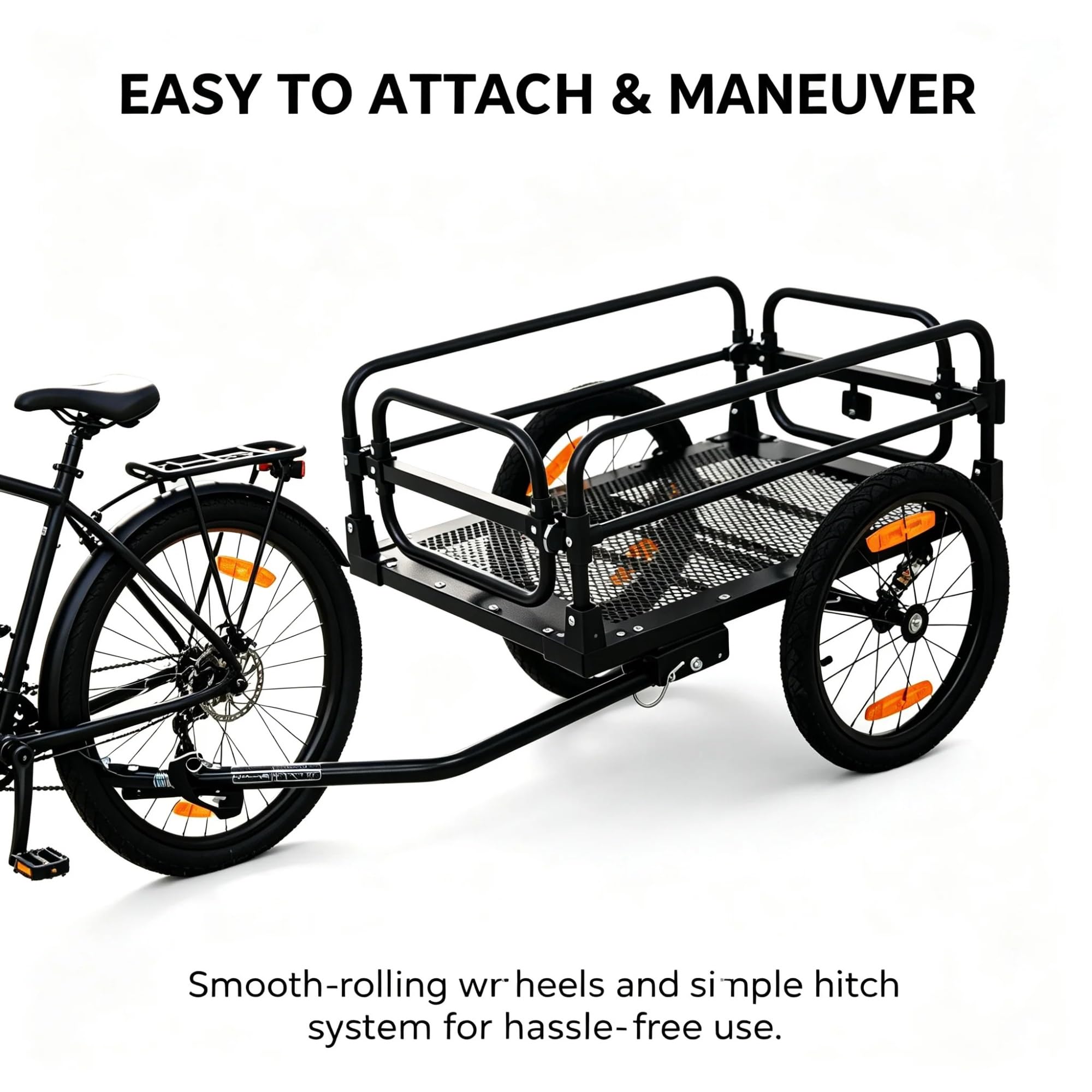 Remolque de Carga Pesada para Bicicleta, Carro Plegable con Enganche Universal