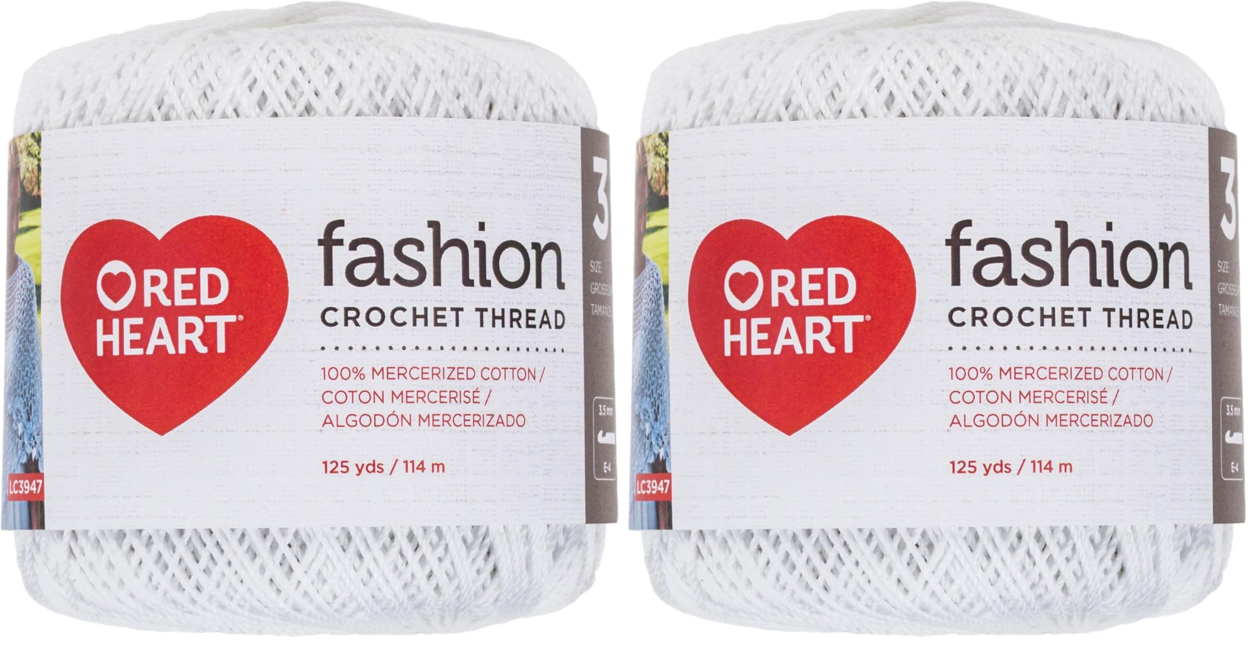 Red Heart Crochet Threads, 1 Count (Pack of 2), White