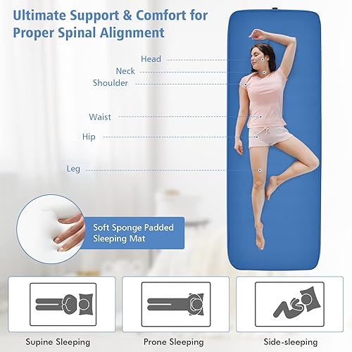 Vista 14 de Giantex Alfombra de camping autoinflable de 4 pulgadas, verde, compacta, inflable, ligera