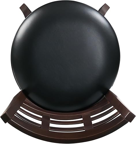 Miniatura 14 de Homelegance Contador giratorio de altura, taburetes para sillas de bar de isla de cocina, asiento acolchado de piel sintética negra (desplazamiento