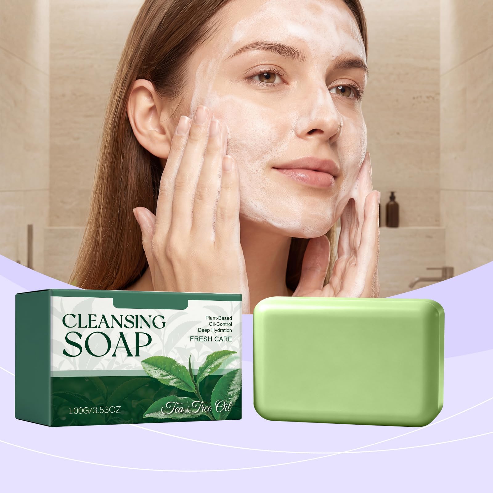 Sapone detergente con olio all'albero del tè, sapone in barretta con olio all'albero del tè, saponi delicati per piedi e corpo, saponi esfolianti che non seccano la pelle, pulizia profonda (8 pezzi)