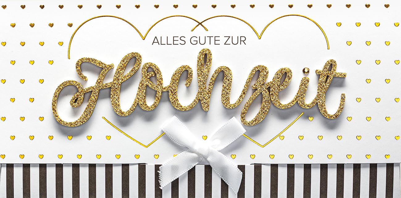 Perleberg - Unique Wedding Card with Lettering Surprise - Beautiful Greeting Card 11 x 22 cm - Wedding Card with Envelope in White - High-Quality & Special Wedding Cards