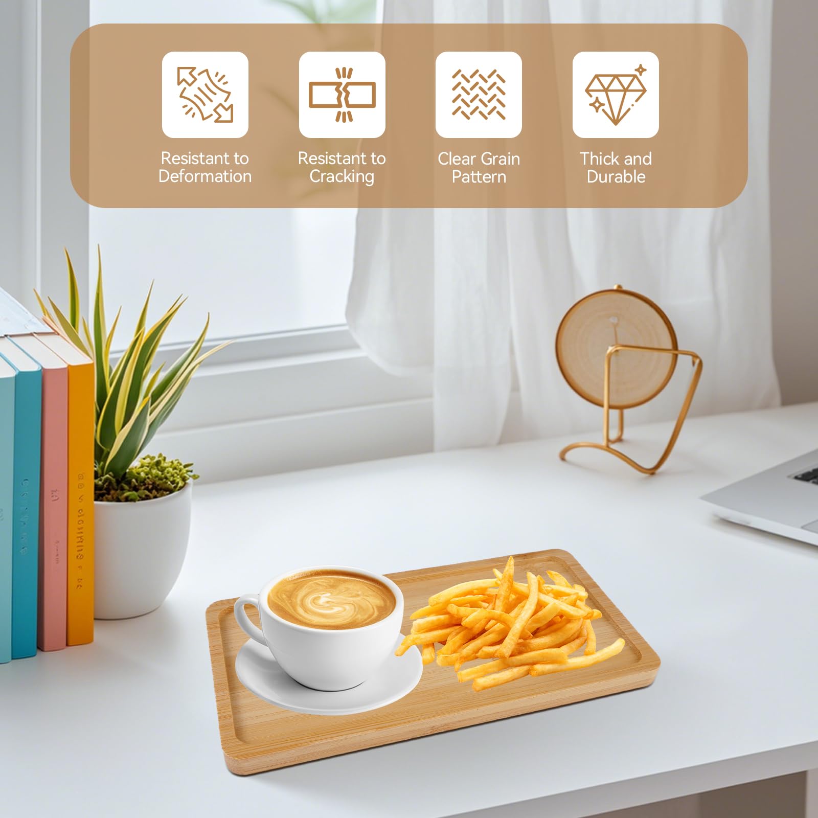 Ellipse Lot De 10 Plateaux En Bambou 17,5 X 8,8 X 10 Cm - Petits Plateaux Bois Pour Petit-Déjeuner, Café, Bijoux & Décoration