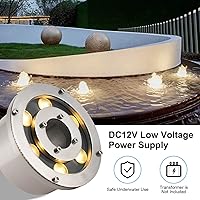 Vista 4 de Luz de fuente LED Luz subacuática Estanque Luces Blanco Cálido DC12V IP68 Impermeable Sumergible Luz para Estanque de Fuente de Jardín