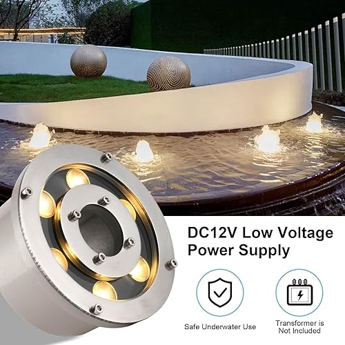 Miniatura 4 de Luz de fuente LED Luz subacuática Estanque Luces Blanco Cálido DC12V IP68 Impermeable Sumergible Luz para Estanque de Fuente de Jardín
