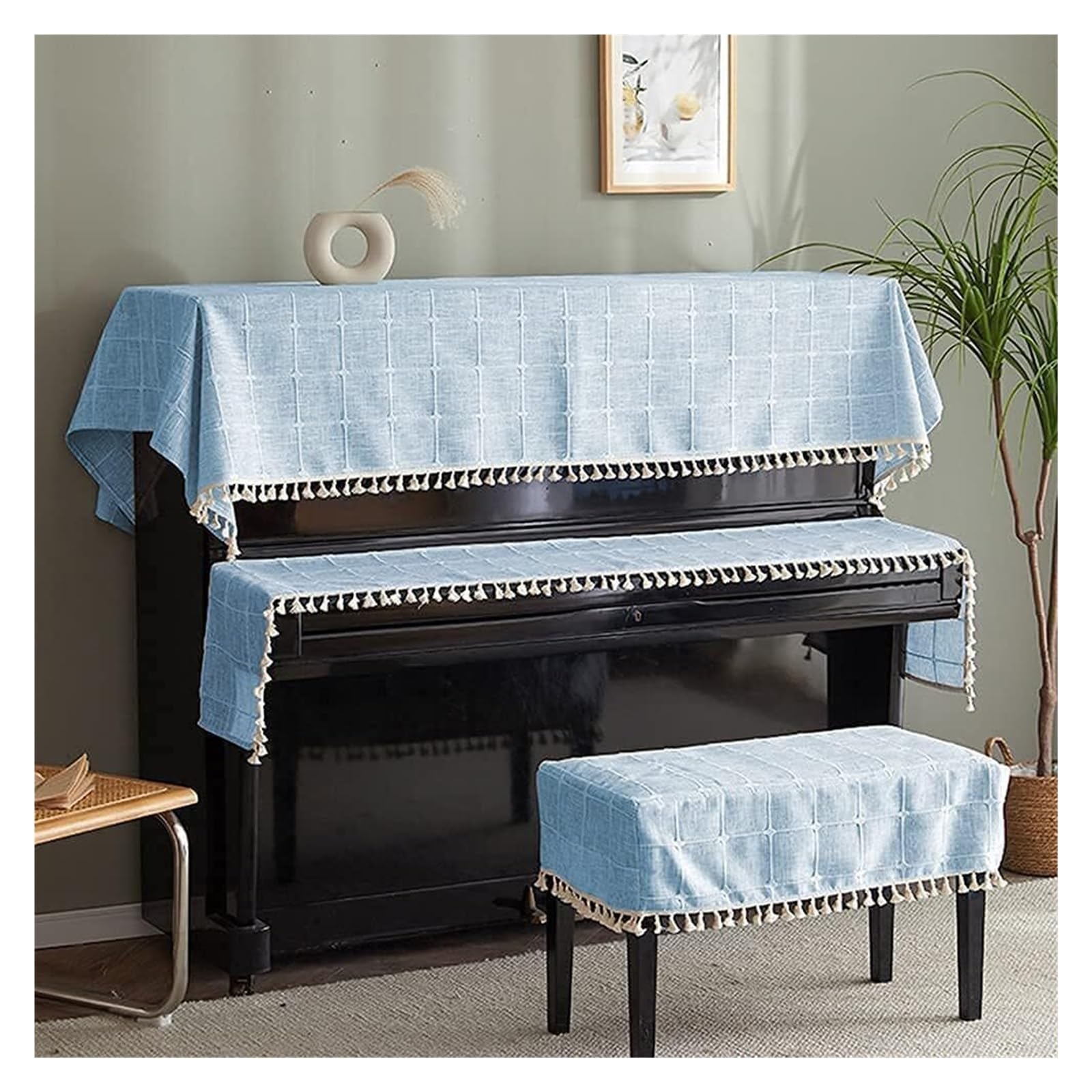 Copertura protettiva per pianoforte verticale con nappe, copertura spessa da appendere per pianoforte elettronico e tastiera